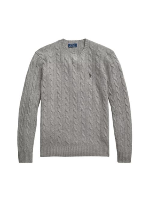 Maglia da uomo in misto lana e cashmere con lavorazione a trecce, colore grey POLO RALPH LAUREN | 710876762012